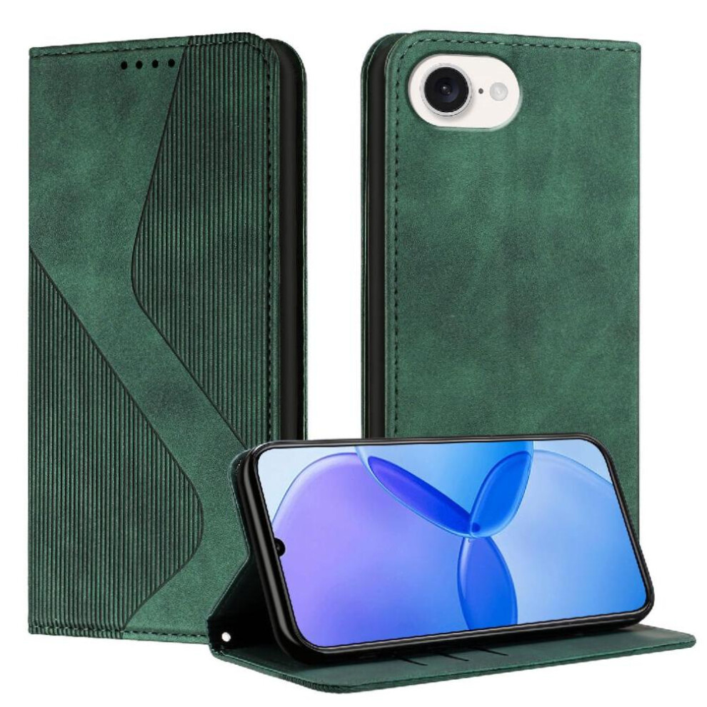 (Green) Case For Iphone 16E Magnetic Card Slots Holder Folio Flip Pu Leather Wallet Kickstand Green 764544144575