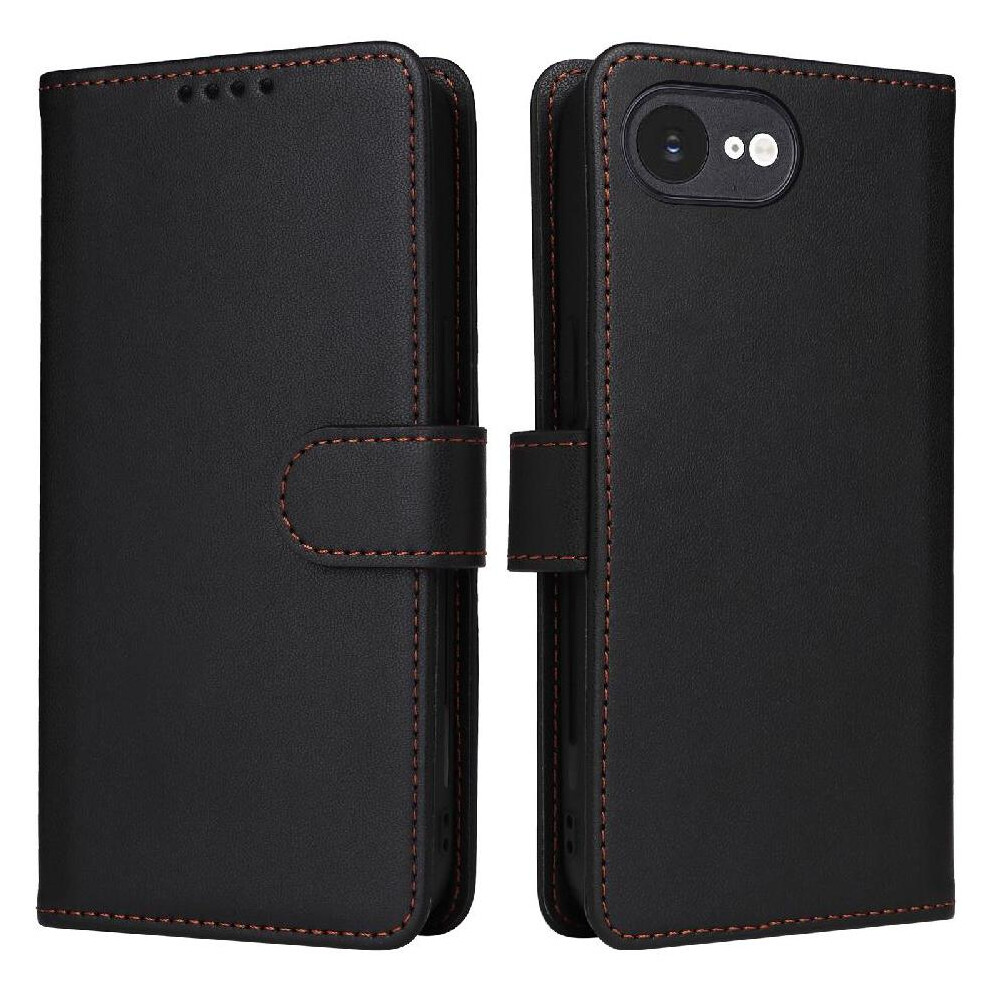 (Black) Flip Case For Iphone 16E Wireless Charging Flip Cover Wallet Rfid Blocking Detachable Design Black 764544144964