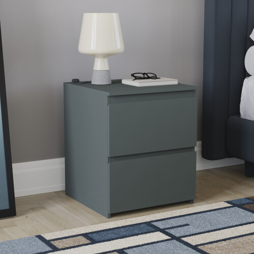 Vida Designs (Jasper Green) Denver 2 Drawer Large Bedside Chest Storage Unit