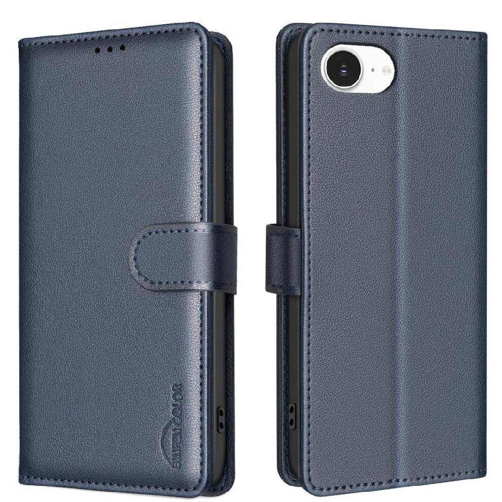 (Blue) Flip Case For Iphone 16E Card Holder Kickstand Wallet Pu Leather Rfid Blocking Magnetic Blue 764544145633