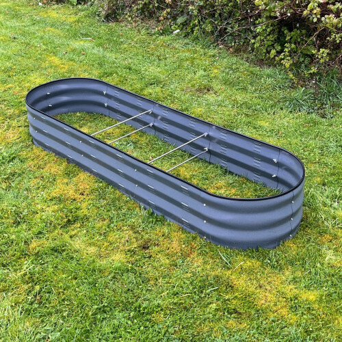 Selections Large Metal Oval Raised Vegetable Bed in Dark Grey (170cm) 1