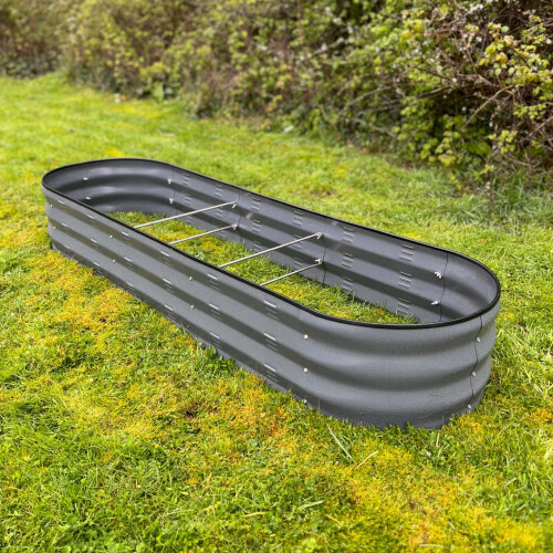Selections Large Metal Oval Raised Vegetable Bed in Dark Grey (170cm) 2