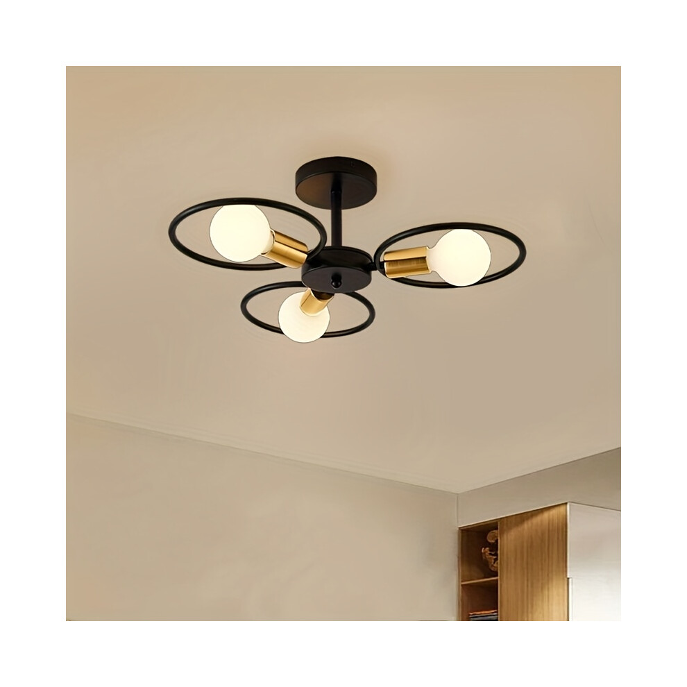 Xylfly (1Pc) Industrial-Style Semi-Flush Ceiling : E26/E27 Bulb Base, Metal Shade, Hardwired Light