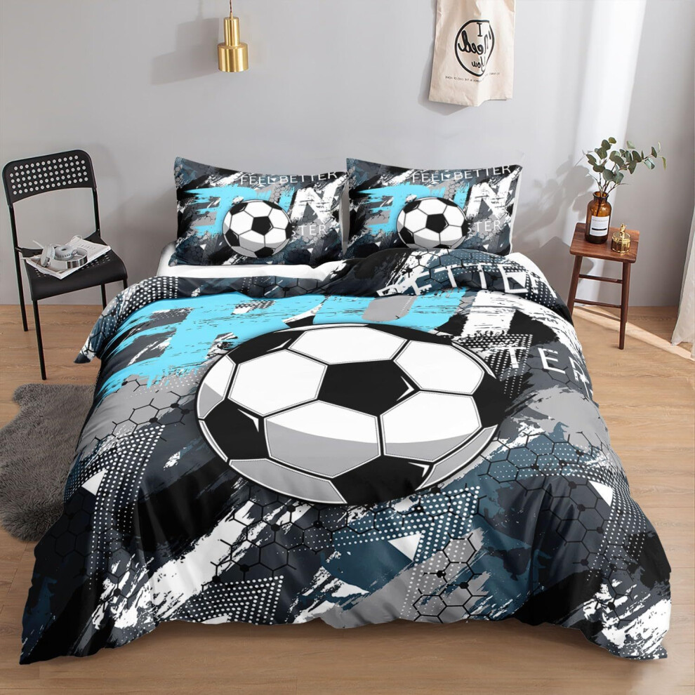 (6, Quilt cover 155*220*1 pillow cover 50*75*1) New cartoon soccer sheets and quilt cover bedding set three-piece set digital printed student dormitor-image-OPC-PGN9P56-NEW