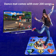 (KL-TU-USB) Family Sports Dance Mat with 200 Games & Songs, Animated Characters & Dynamic Blue PVC Mat - USB-Powered Interactive Fitness Game