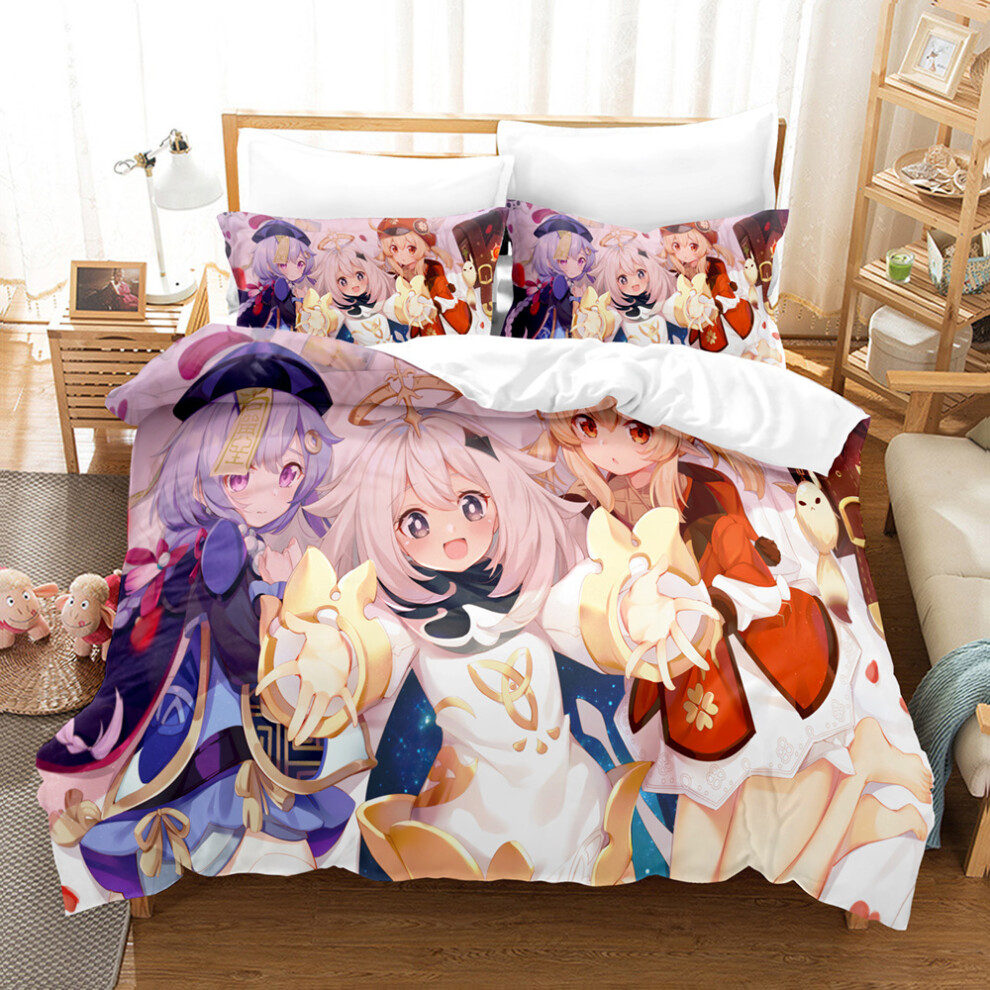 (17, 229*229 three-piece set) New pillowcase and quilt cover American cartoon Genshin Impact series three-piece bedding set-image-OPC-PGN9QQQ-NEW