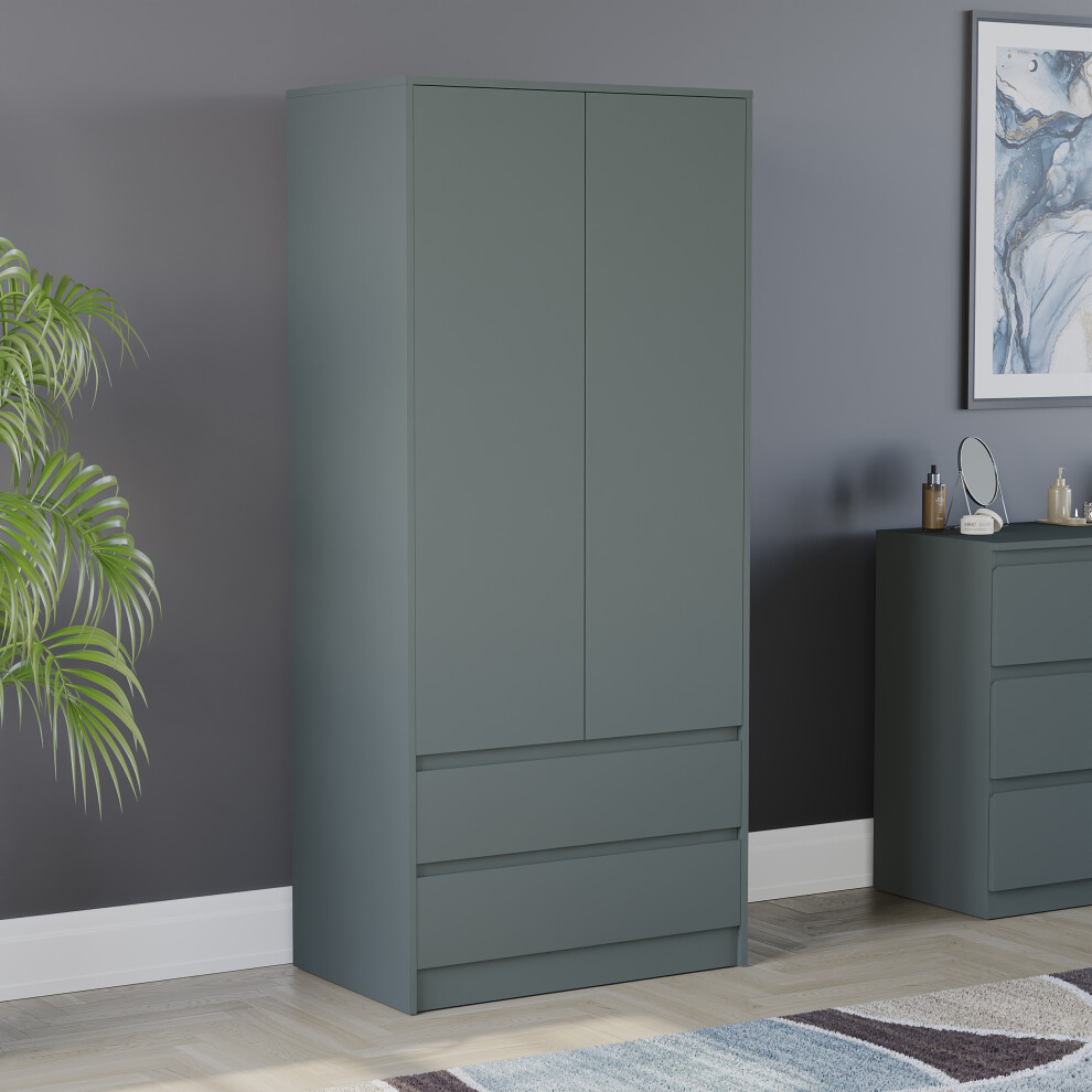 (Jasper Green) Denver 2 Door 2 Drawer Wardrobe Bedroom Storage