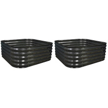 Set of 2 x Large Metal Raised Vegetable Bed in Dark Grey (120cm)