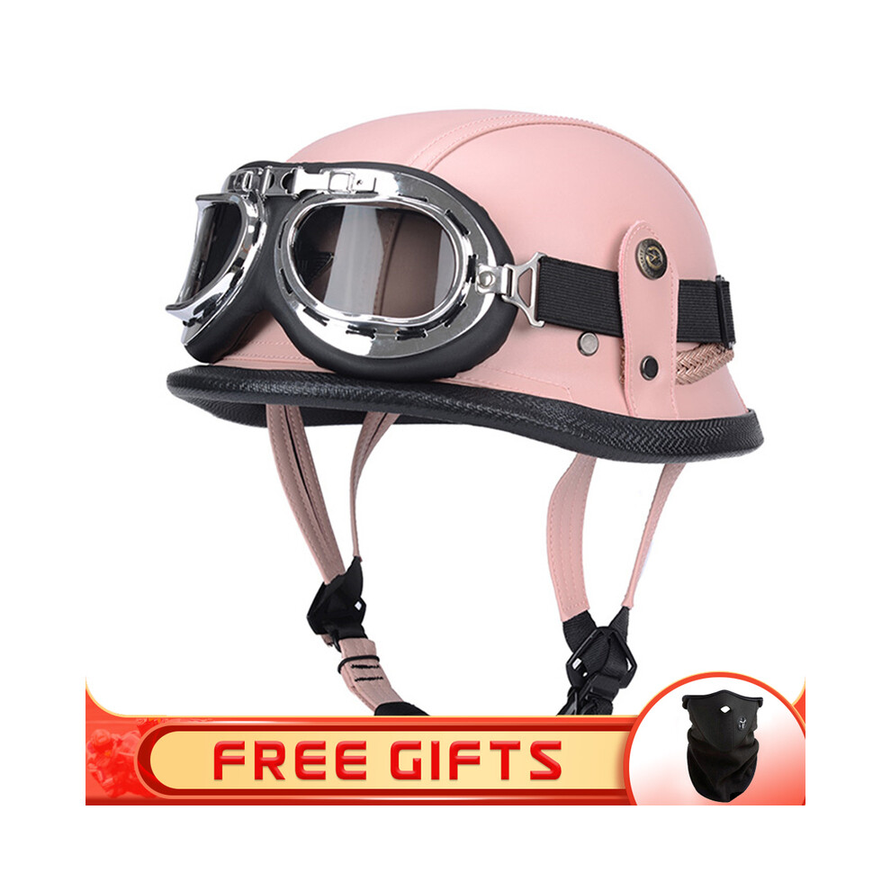 (xL, 18) JYT German PU Leather Motorcycle Helmet Four Seasons Retro Half Face Helmets-image-OPC-PGNBTRY-NEW