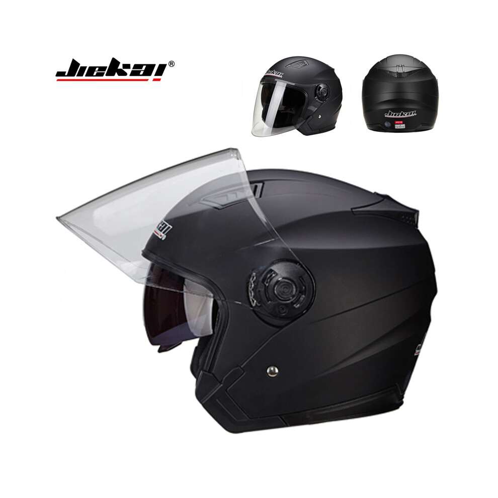 (L, matte black) Motorbike Casco Go Kart Scooter Motor Van Motorcycle Dual Lens Vintage-image-OPC-PGNBXHB-NEW