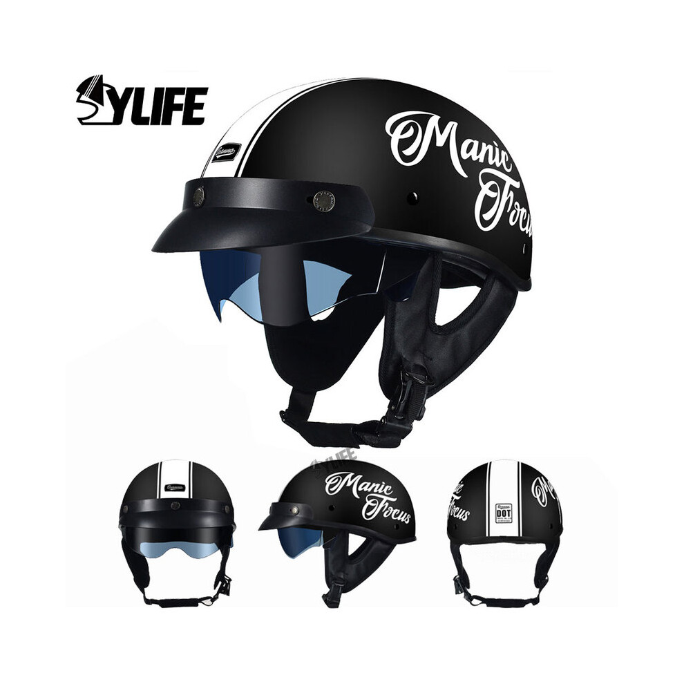 (L, CK-536-Matte-Black) DOT Certification Motorcycle Helmet ABS Material Half Helmet HD Lens Casco-image-OPC-PGNBXJR-NEW