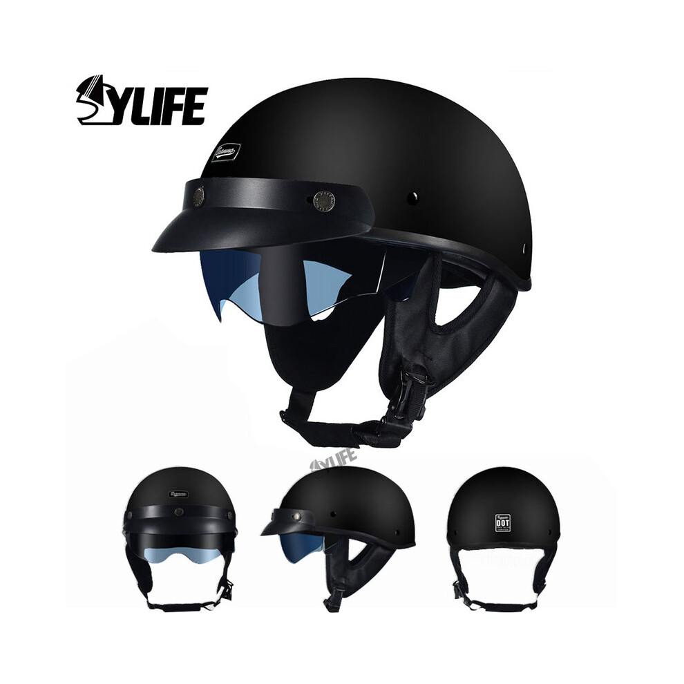 (M, CK-535-Matte-Black) DOT Certification Motorcycle Helmet ABS Material Half Helmet HD Lens Casco-image-OPC-PGNBXK6-NEW