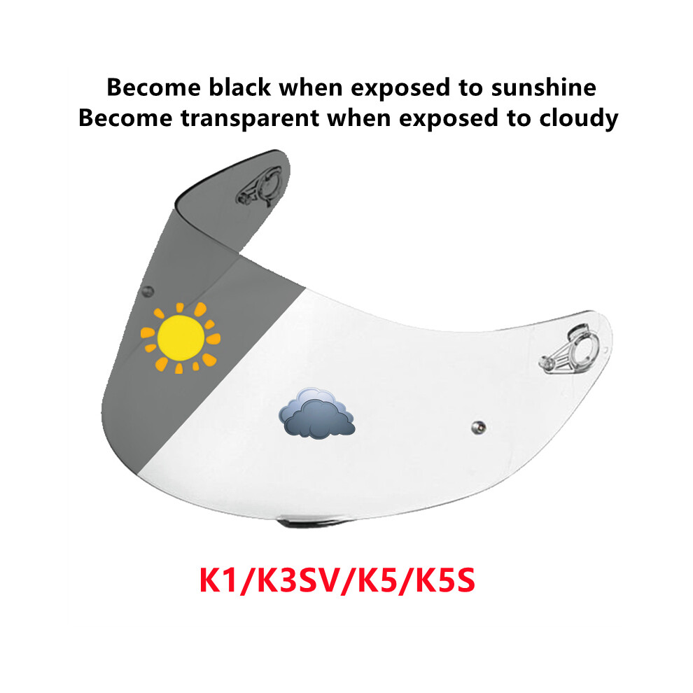 (Photochromic) K5 Helmet Visor Shield For Agv K3sv K1 K5 K5s High Strength Sunscreen 9408338749089