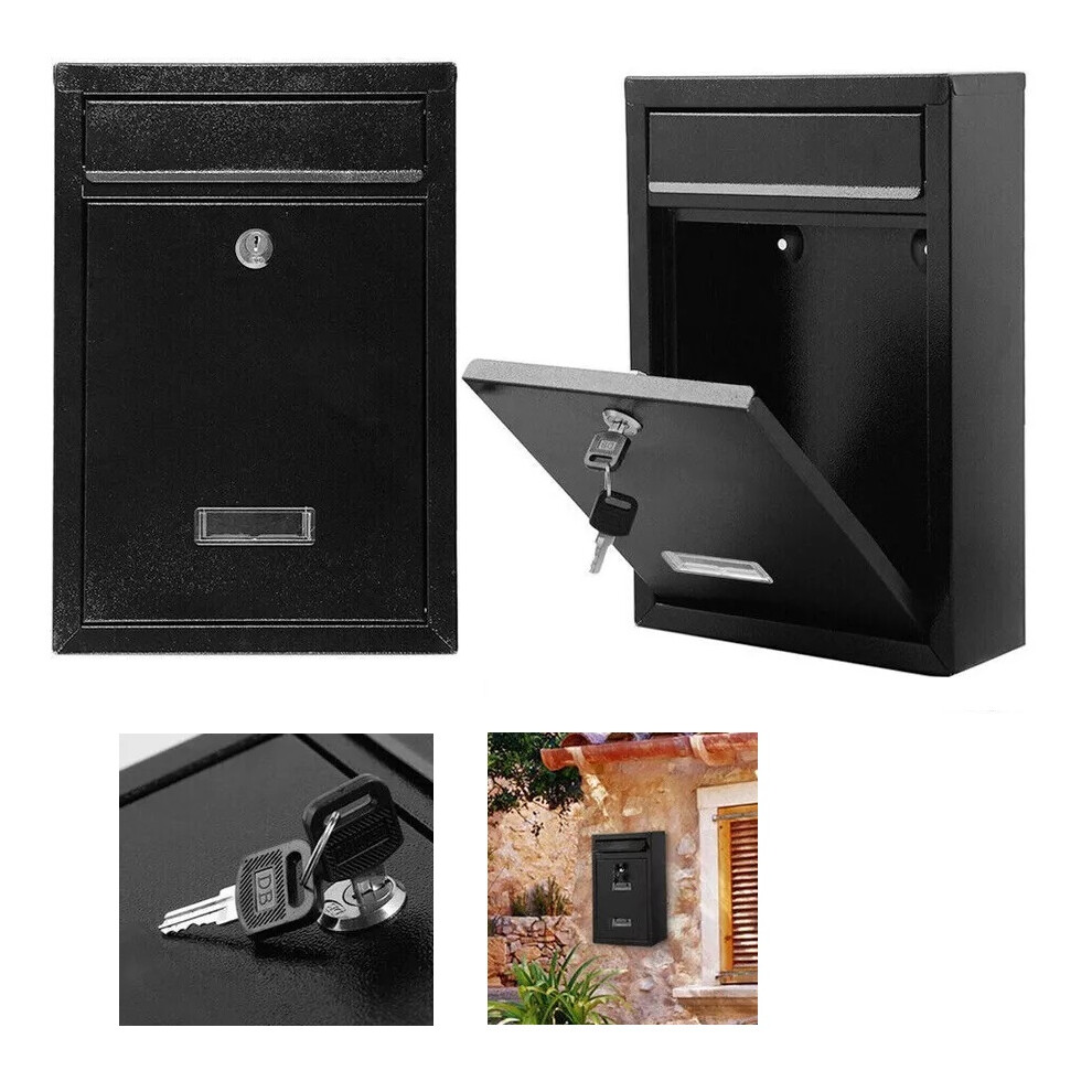 Large Lockable Wall Mounted Steel Post Box Outdoor Mailbox w/Keys