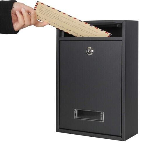 Large Lockable Wall Mounted Steel Post Box Outdoor Mailbox w/Keys 1