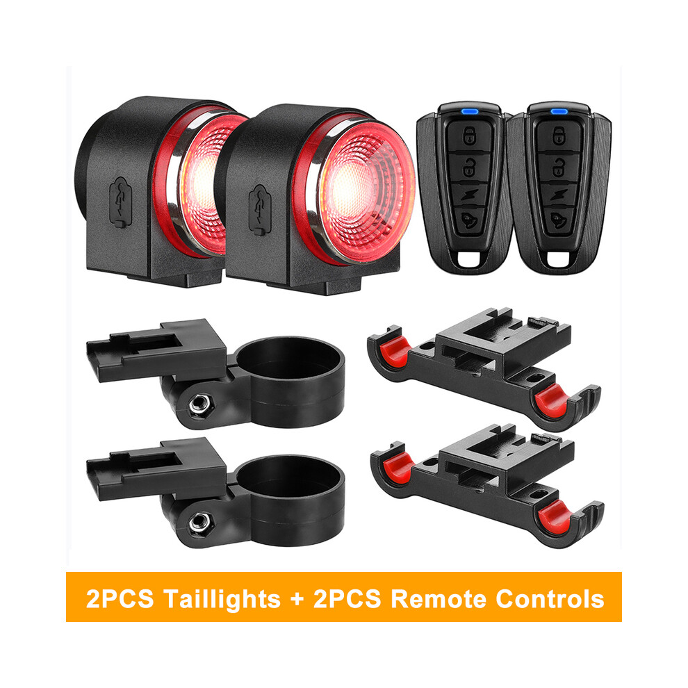 (C SET) Bicycle Rear Lamp Braking Light Burglary Alarm Remote Call Wireless Control