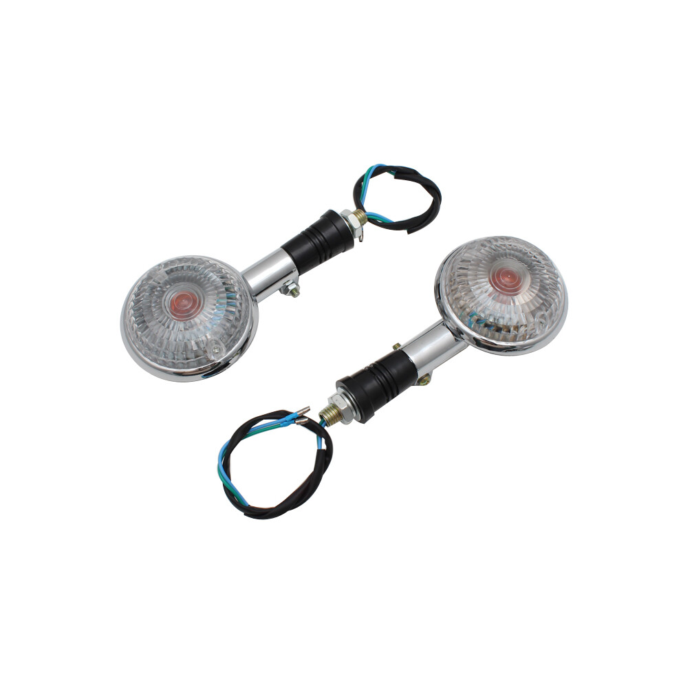 (2pc) Mototcycle Chrome Case Clear Lens Amber Light 12V Turn Signal Lights Universal-image-OPC-PGNCRGD-NEW