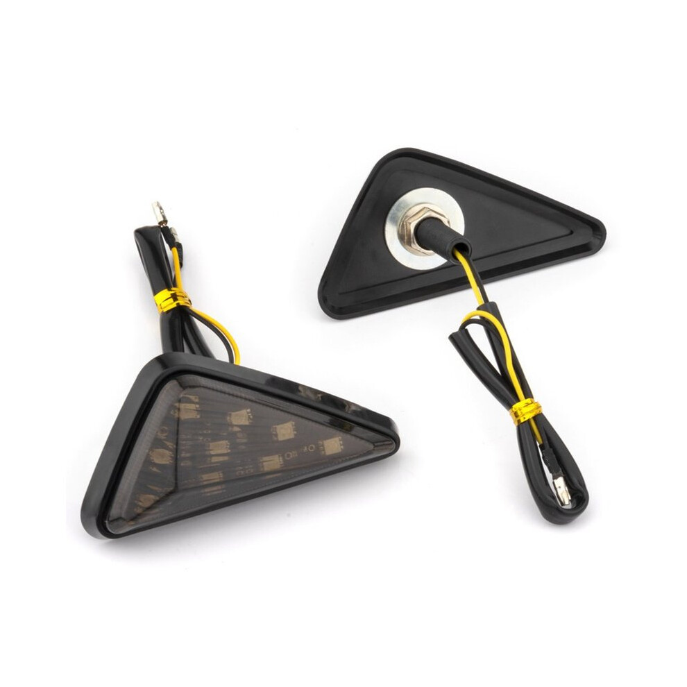 (black shell) NEW Motorcycle LED Turning Signals Light Smoke Triangle Flush Mount Waterproof-image-OPC-PGNCSFT-NEW