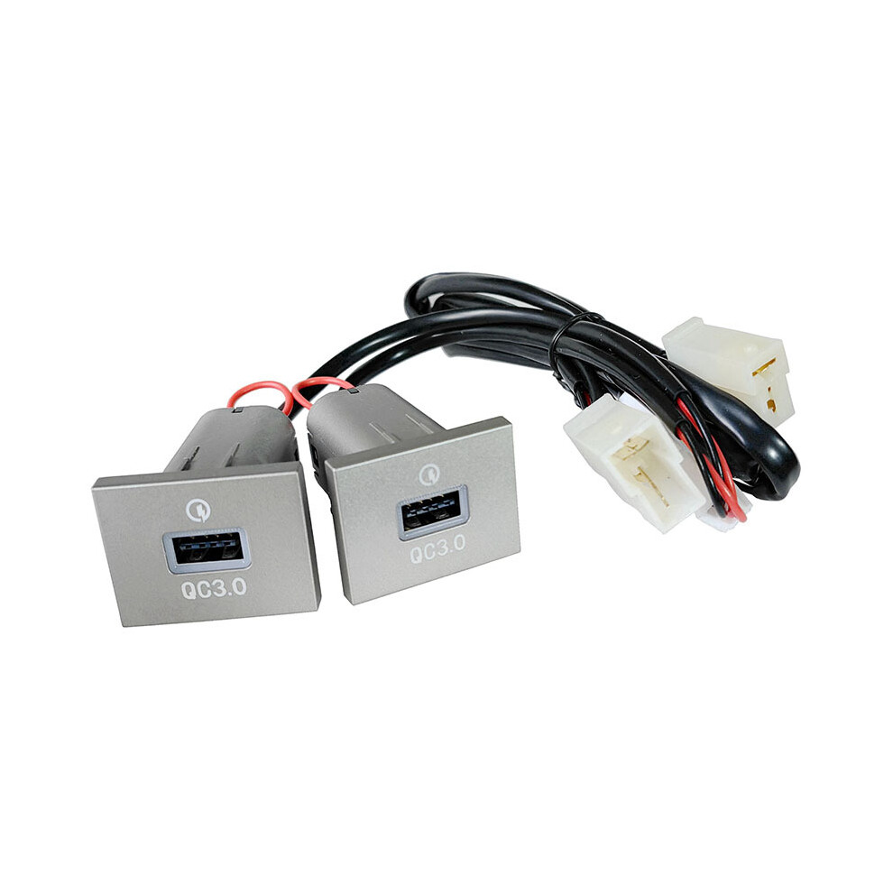 (Dual USB) Silver USB Car Charger Socket 12V/24V USB Charging Outlet Power Adapter