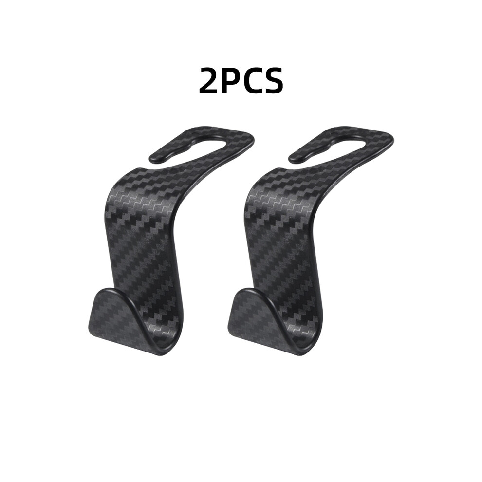 (2Pcs A) Car Seat Headrest Hook Carbon Fiber Mobile Phone Holder Car Vehicle Universal