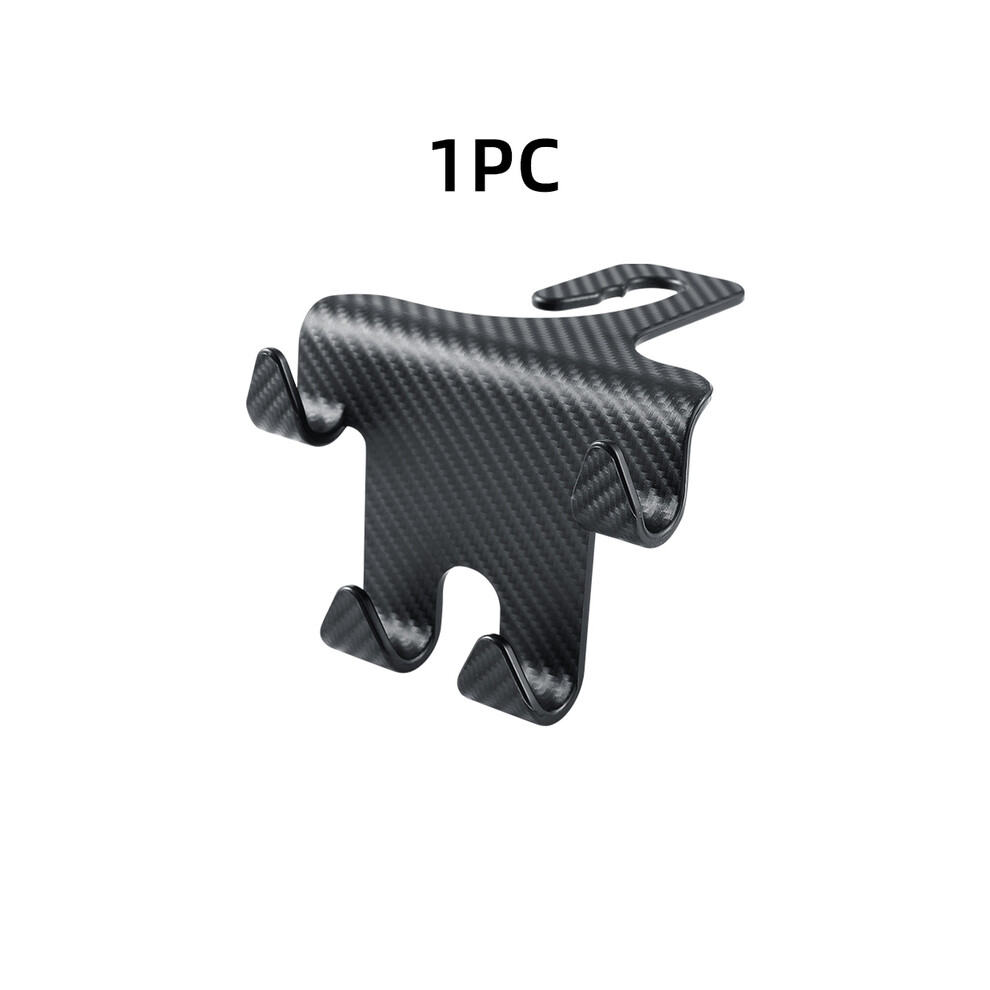 (1Pc B) Car Seat Headrest Hook Carbon Fiber Mobile Phone Holder Car Vehicle Universal