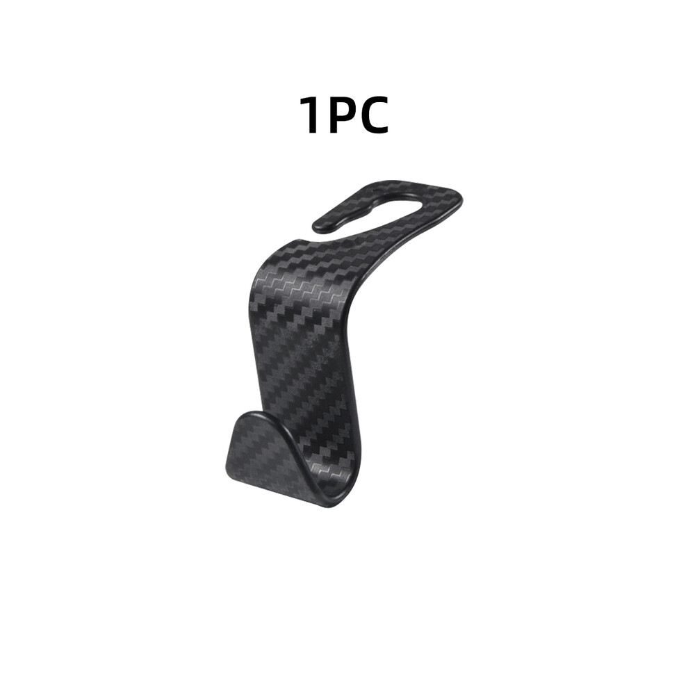 (1Pc A) Car Seat Headrest Hook Carbon Fiber Mobile Phone Holder Car Vehicle Universal