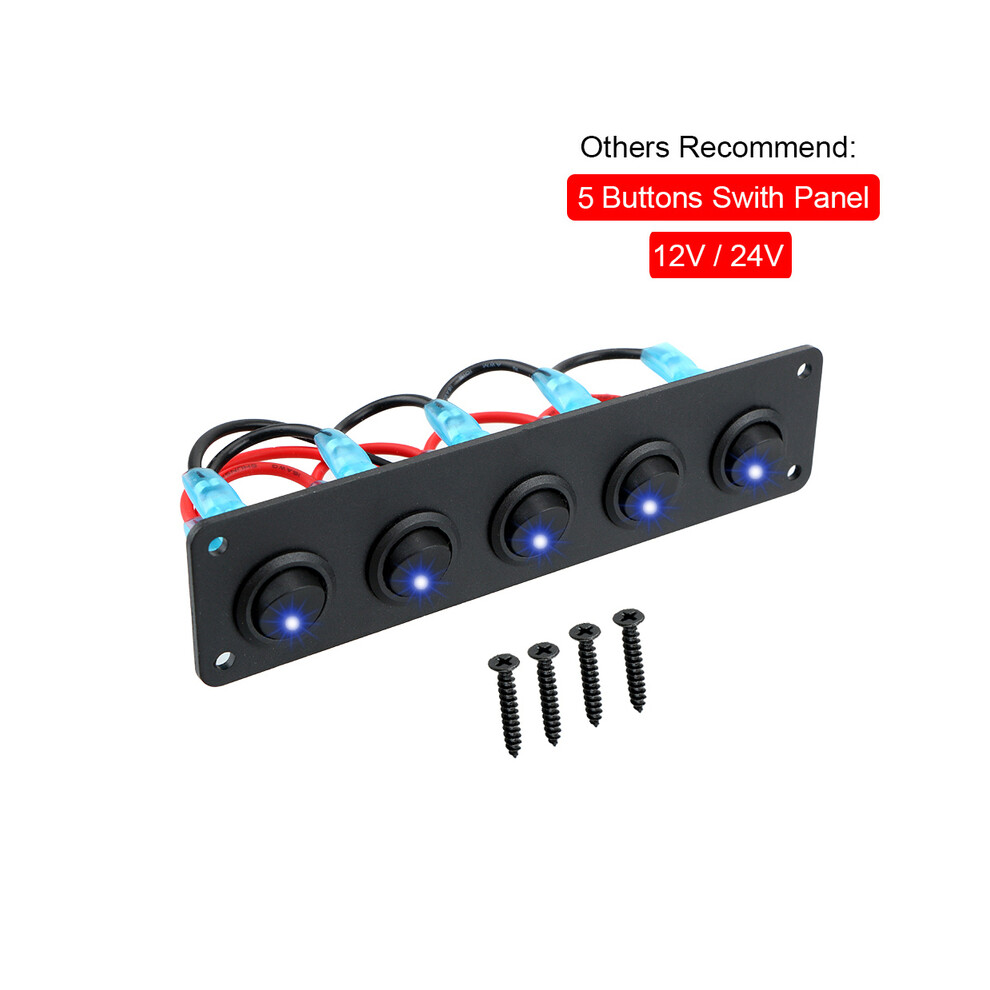 (others) 24V 12V Switch Panel 8 Buttons USB Chargers Circuit Breaker Light Toggle