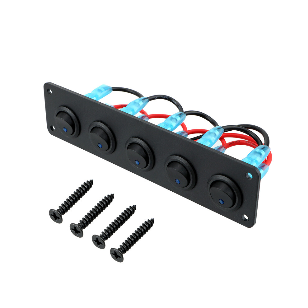 (Black) Rocker Toggle Switch Panel for RV Yacht Marine Boat Car Marine Waterproof