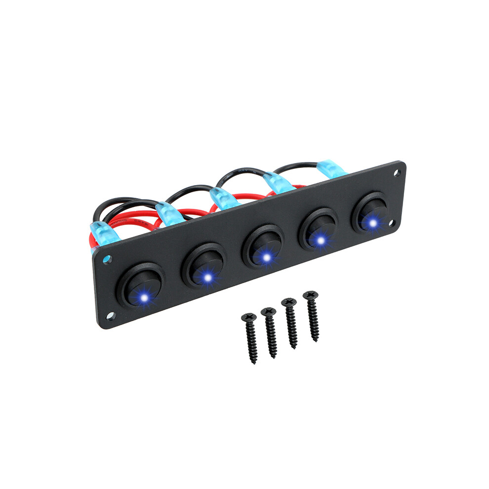 (Yellow) 10A Fuse 12V 24V Switch Panel 8 Buttons Light Toggle Blue LED Indicator