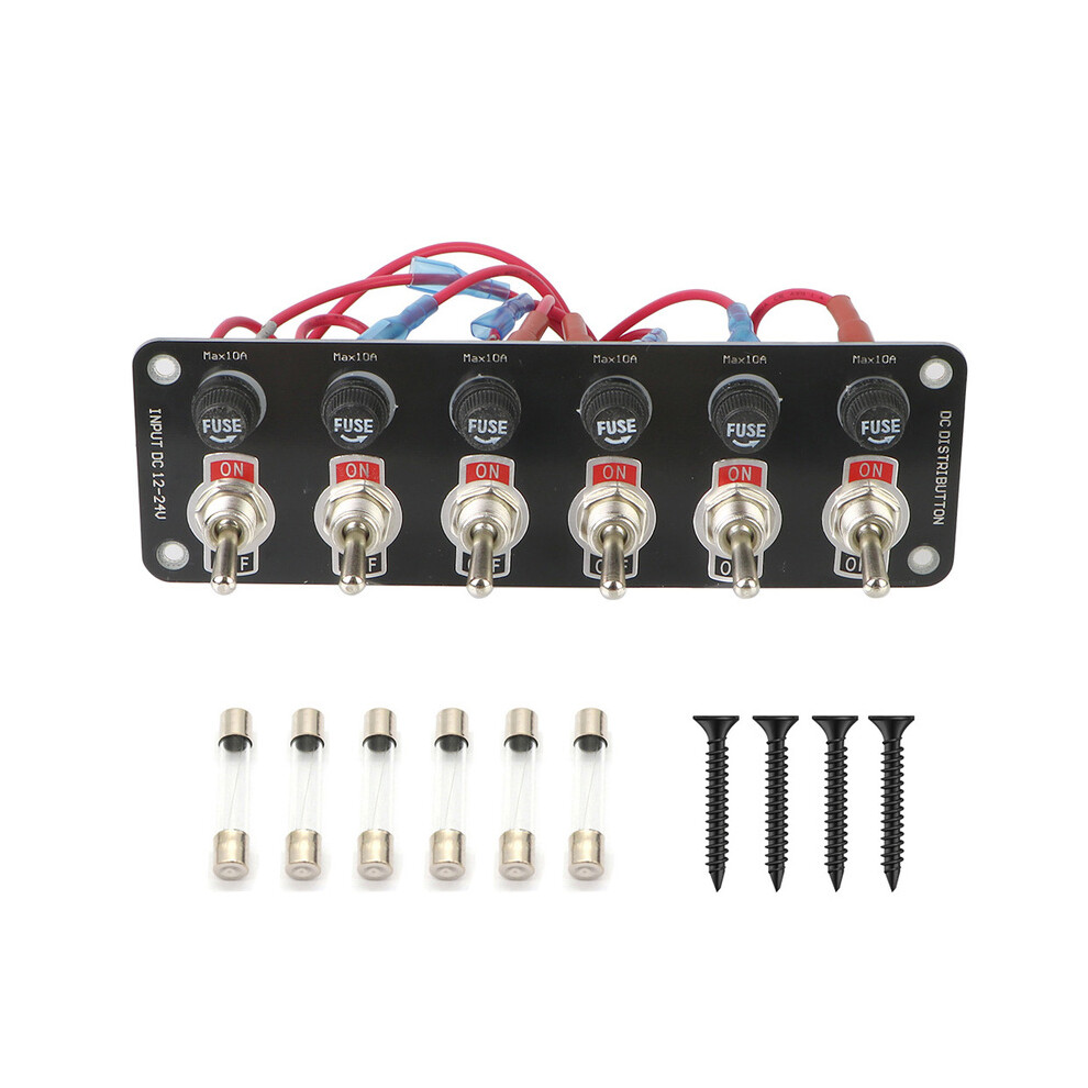 (6 Gang) 12V 24V 6 Gang Rocker Switch Panel With 10A Fuse On/Off Toggle Buttons-image-OPC-PGND522-NEW