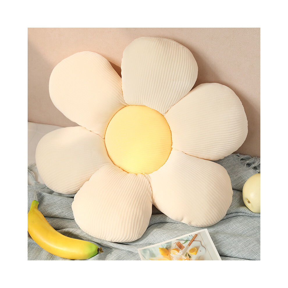 (55X55cm, White -yellow) Stuffed Six Petal Flower Cushion Girly Room Decor Sunflower Pillow Bay