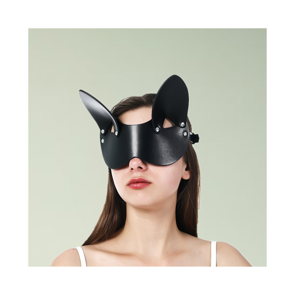 (EM-020) Sexy Bunny Ears Masks Pink PU Leather Masquerade Cosplay Masks Bondage