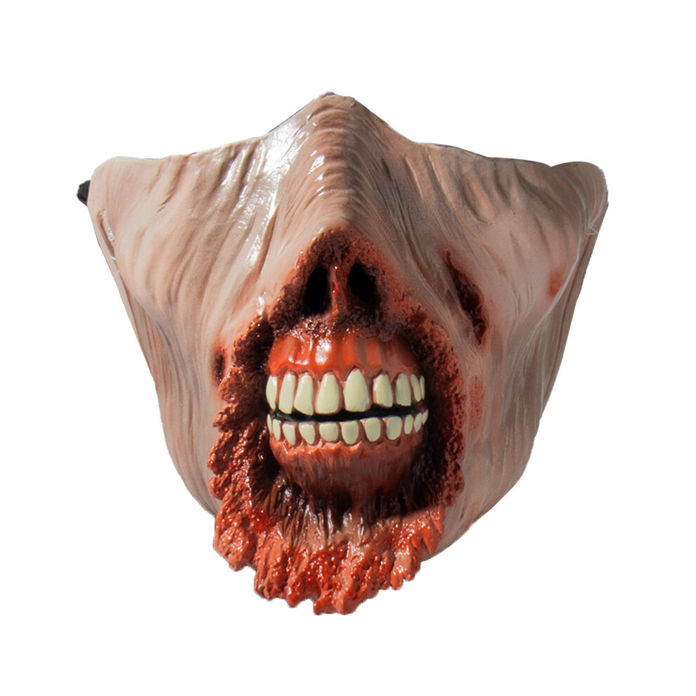 (White) Horror Zombie Mask Cosplay Creppy Biochemical Zombie Half Face Thriller-image-OPC-PGNDMMW-NEW