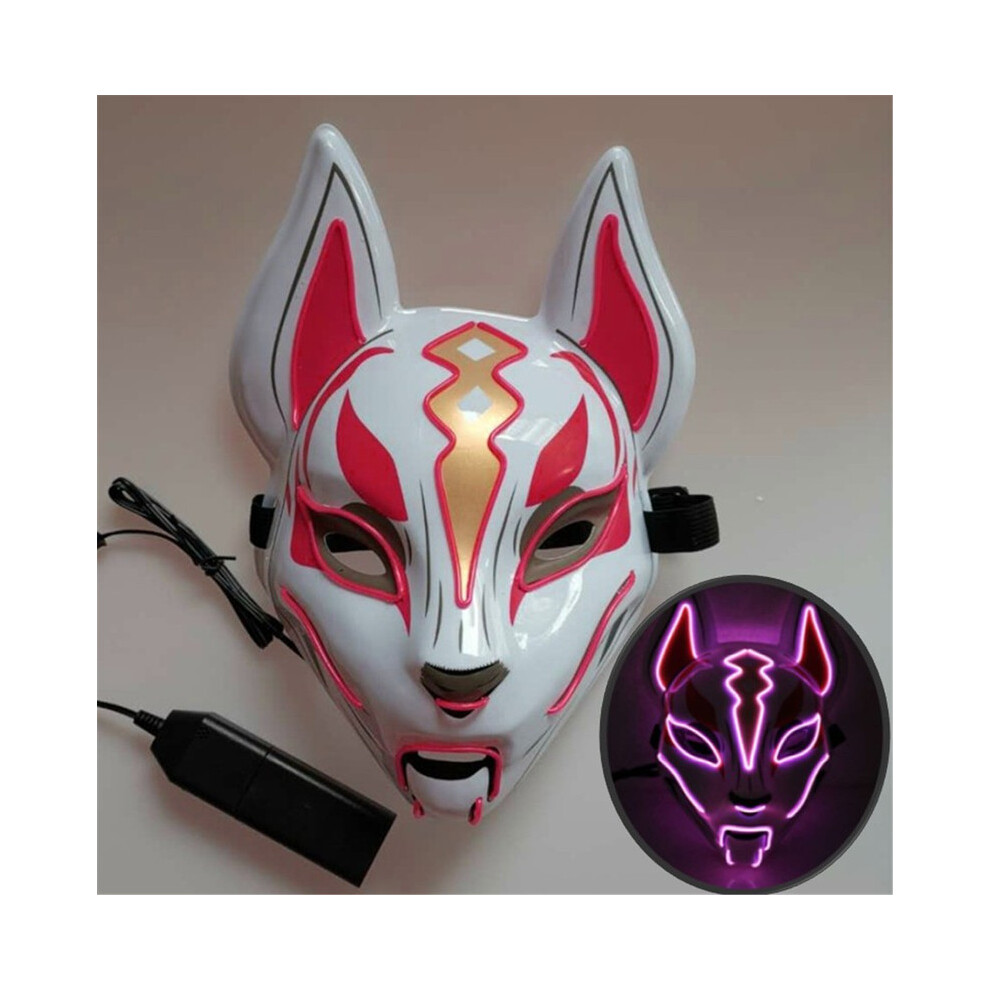 (Fox pink) Halloween Mask Cute Cat Fox  EL Wire Mask Flashing Cosplay LED neon Costume-image-OPC-PGNDMX9-NEW