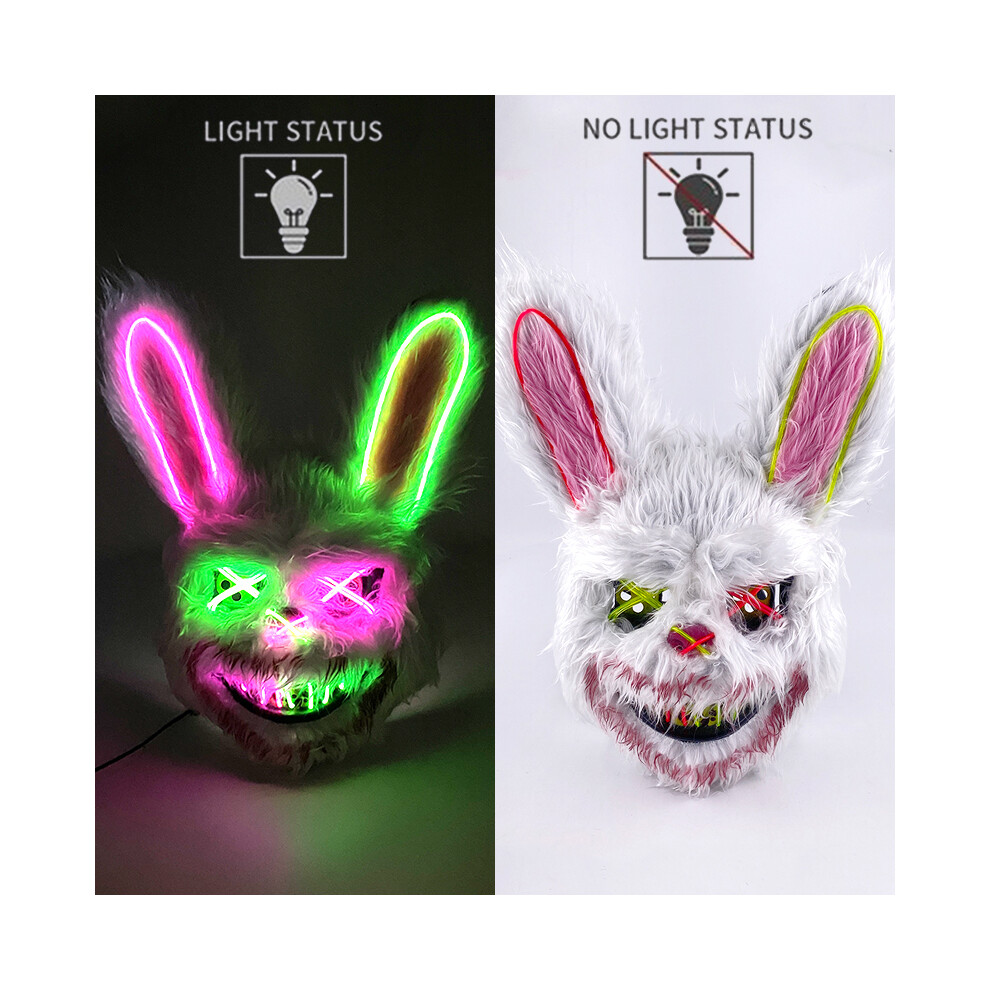 (glowing mask 3) Halloween Bloody Rabbit Bear Mask Party Scary Cosplay Head Cover Masks-image-OPC-PGNDNKB-NEW