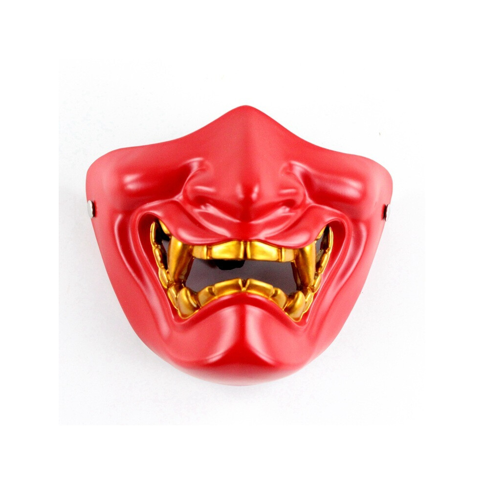 (red) Ancient Japanese Monster Hannya Cosplay Mask Half Face Samurai Mask Halloween-image-OPC-PGNDNWJ-NEW