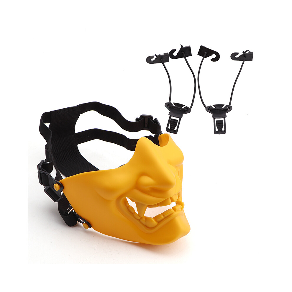 (Yellow) REikirc Tactical Airsoft Half Face Demon Samurai Mask BB Gun Military