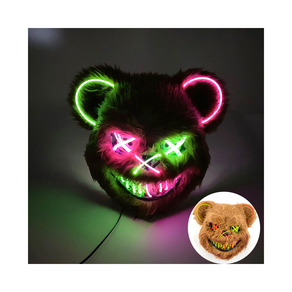 (mask with light 11) s Halloween Scary Long Ears Bloody Rabbit Black Brown  Bear Disguise Mask-image-OPC-PGNDPFH-NEW
