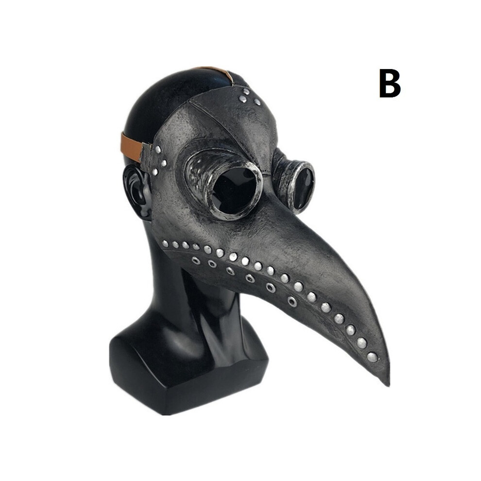 (B) Halloween Plague Doctor Bird Mask Long Nose Steampunk Scary Latex Mask-image-OPC-PGNDPJ9-NEW