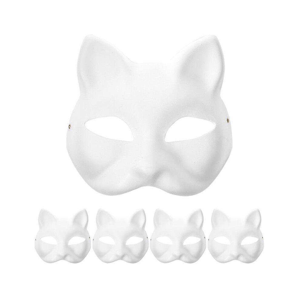 (5pcs) 10/6/5/3pcs Masquerade Cat Face Masks DIY Party Masks Props Paintable-image-OPC-PGNDPNP-NEW