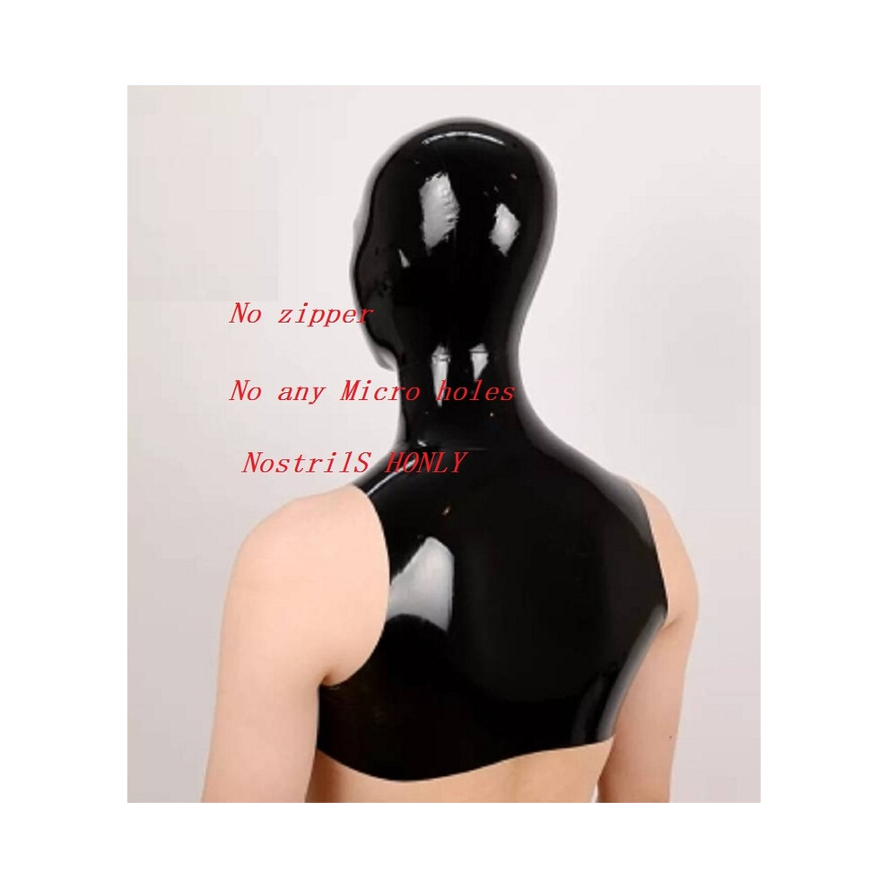 (Black NO Micro) Latex  Micro Holes Hoods  Handmade Cut Mask Eyes Nostrils Micro Clear