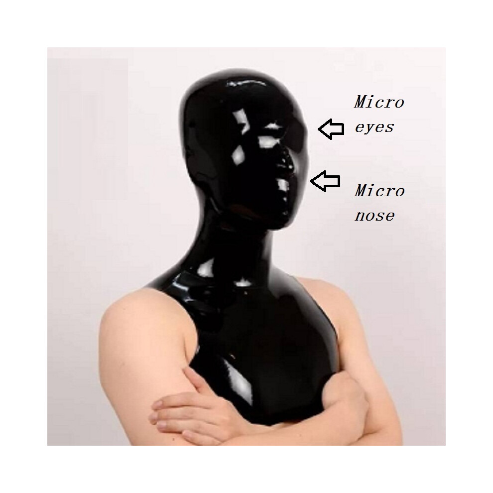 (Micro 2 No zipper) Latex  Micro Holes Hoods  Handmade Cut Mask Eyes Nostrils Micro Clear