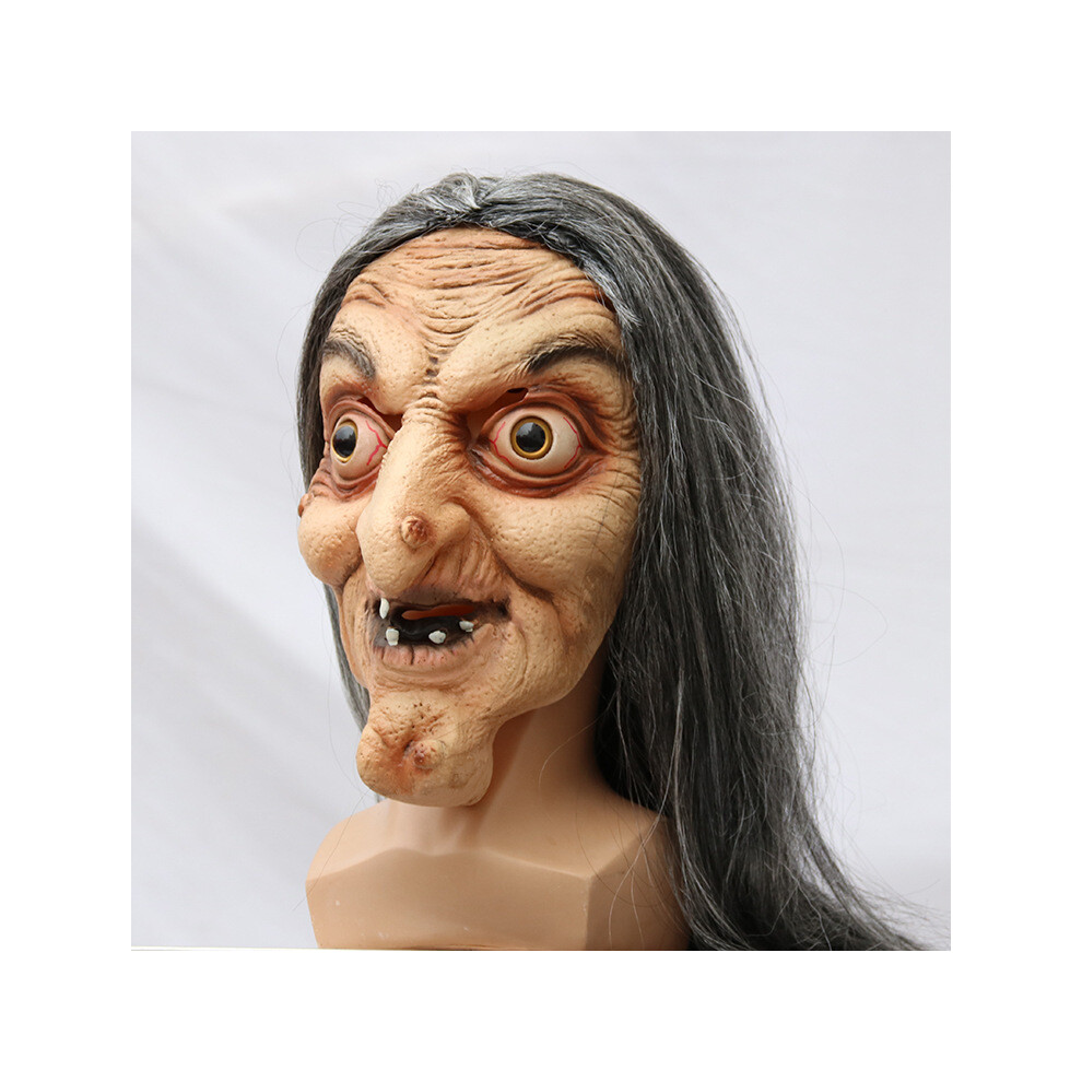 (one size) Scary Old Witch Mask Latex with Hair Halloween Fancy Dress Grimace Party-image-OPC-PGNDQ2R-NEW