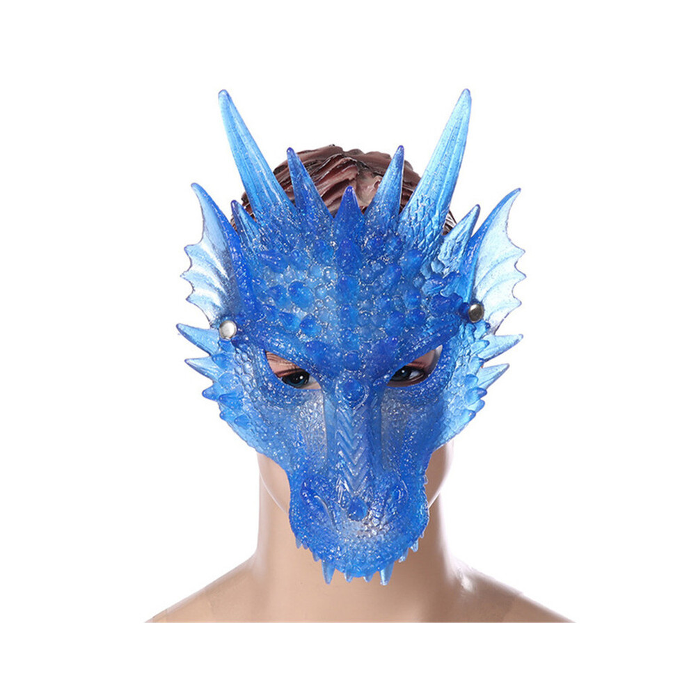 (Silica gel blue) Silica Gel Halloween Dragon Mask 3D Animal Dragon Mask Halloween Carnival-image-OPC-PGNDQQV-NEW