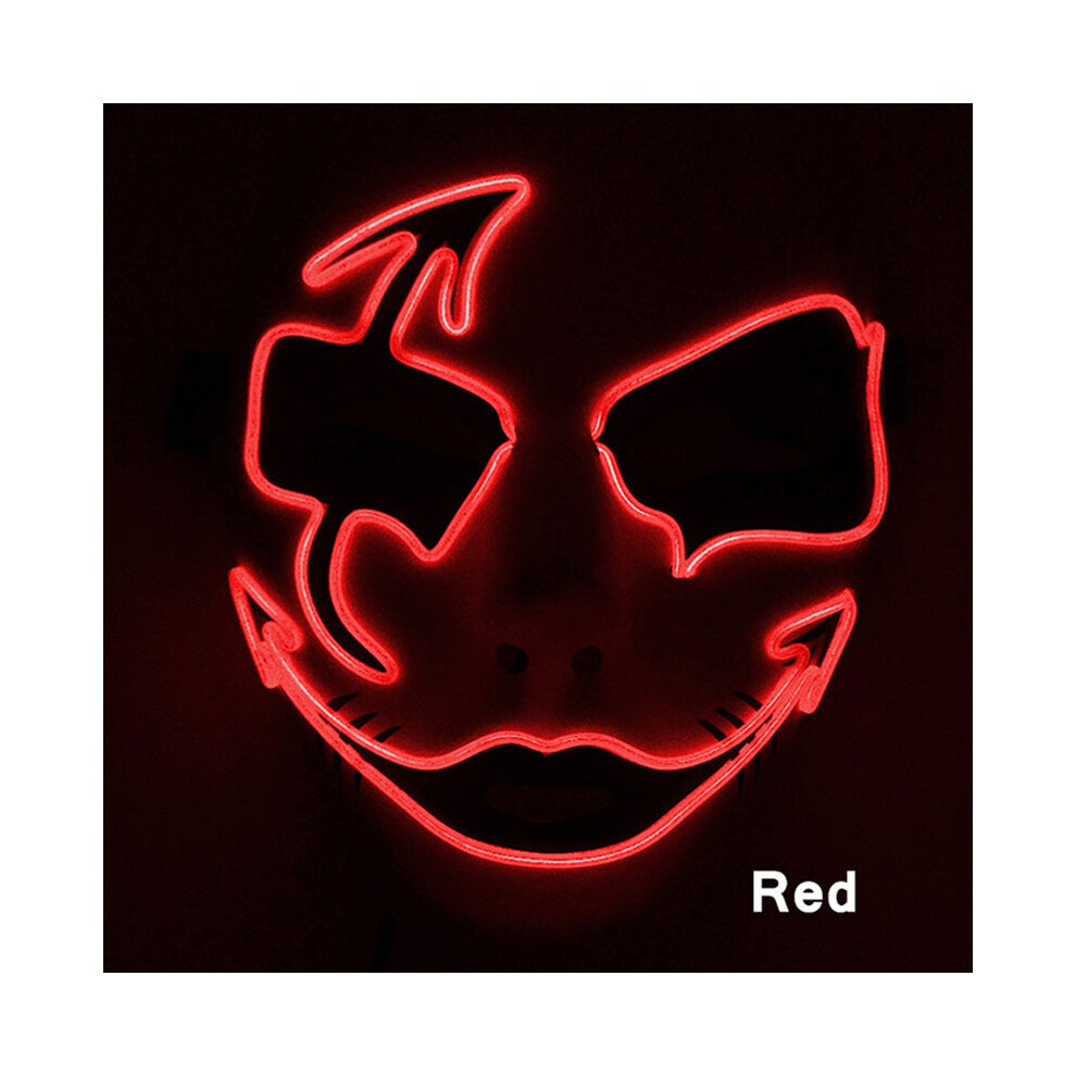 (Red 2) Neon Light LED Mask LED Halloween Scary Mask Cosplay Party Masque Masquerade-image-OPC-PGNDQSC-NEW