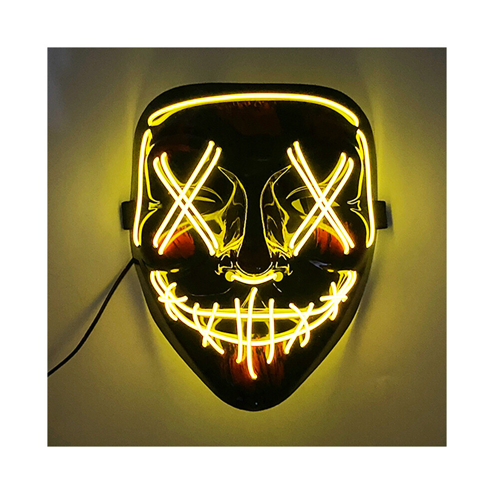 (Yellow) Neon Light LED Mask LED Halloween Scary Mask Cosplay Party Masque Masquerade-image-OPC-PGNDQSM-NEW