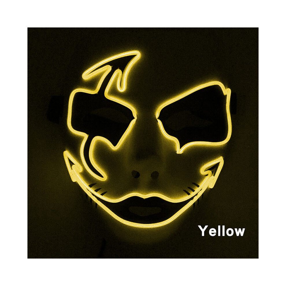 (Yellow 2) Neon Light LED Mask LED Halloween Scary Mask Cosplay Party Masque Masquerade-image-OPC-PGNDQSP-NEW