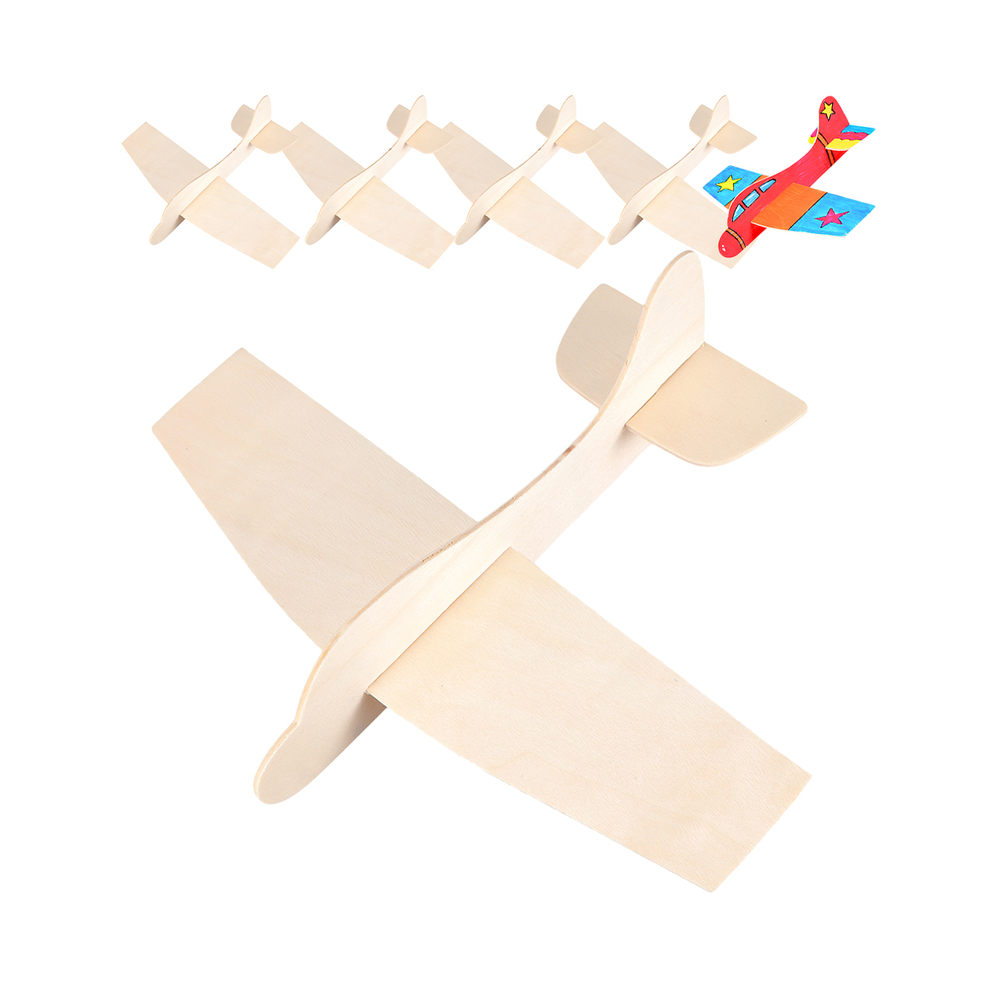 Maxpower (As Shown) 6 Pcs Blank Wood Aircraft Plane Toy Model Children Toys Manual Airplane