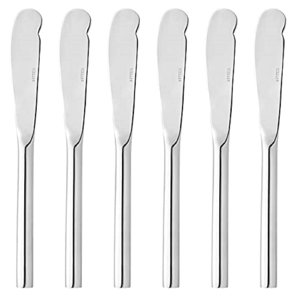 Stellar Rochester Set of 6 Stainless Steel Butter Knives in Gift Box