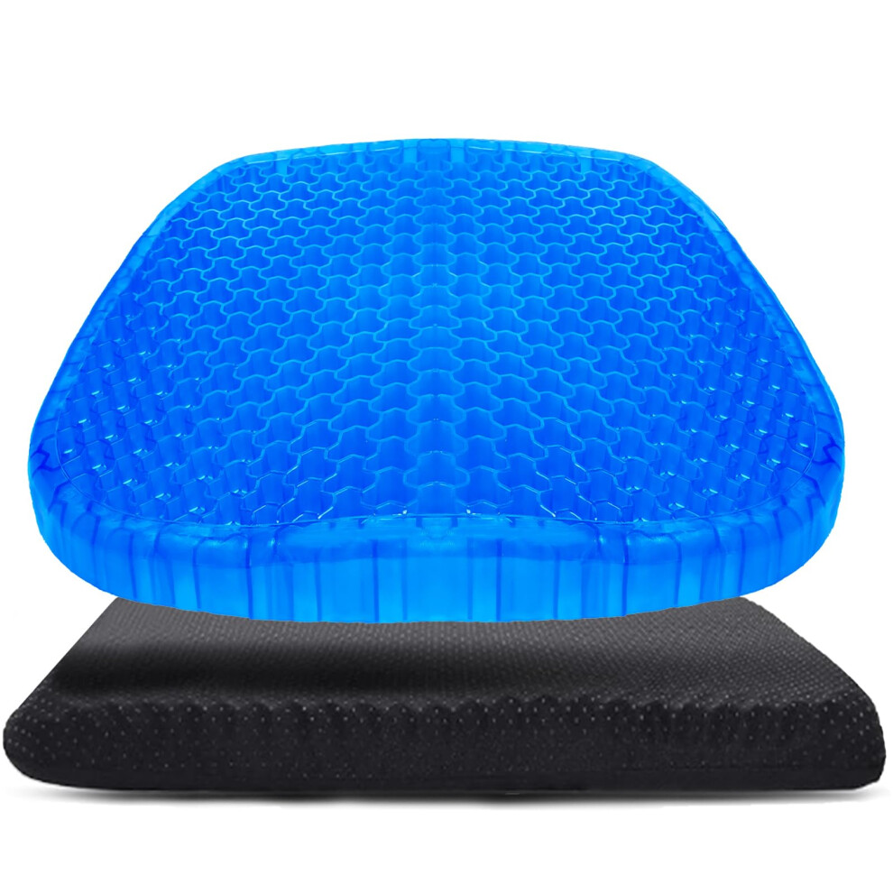 Wenisuow Gel Seat Cushion With Cushion Cover, Double Thick Egg Seat Cushion Cool Breathable Lumbar Support Chair Cushion Large Size Chair Gel Cushion